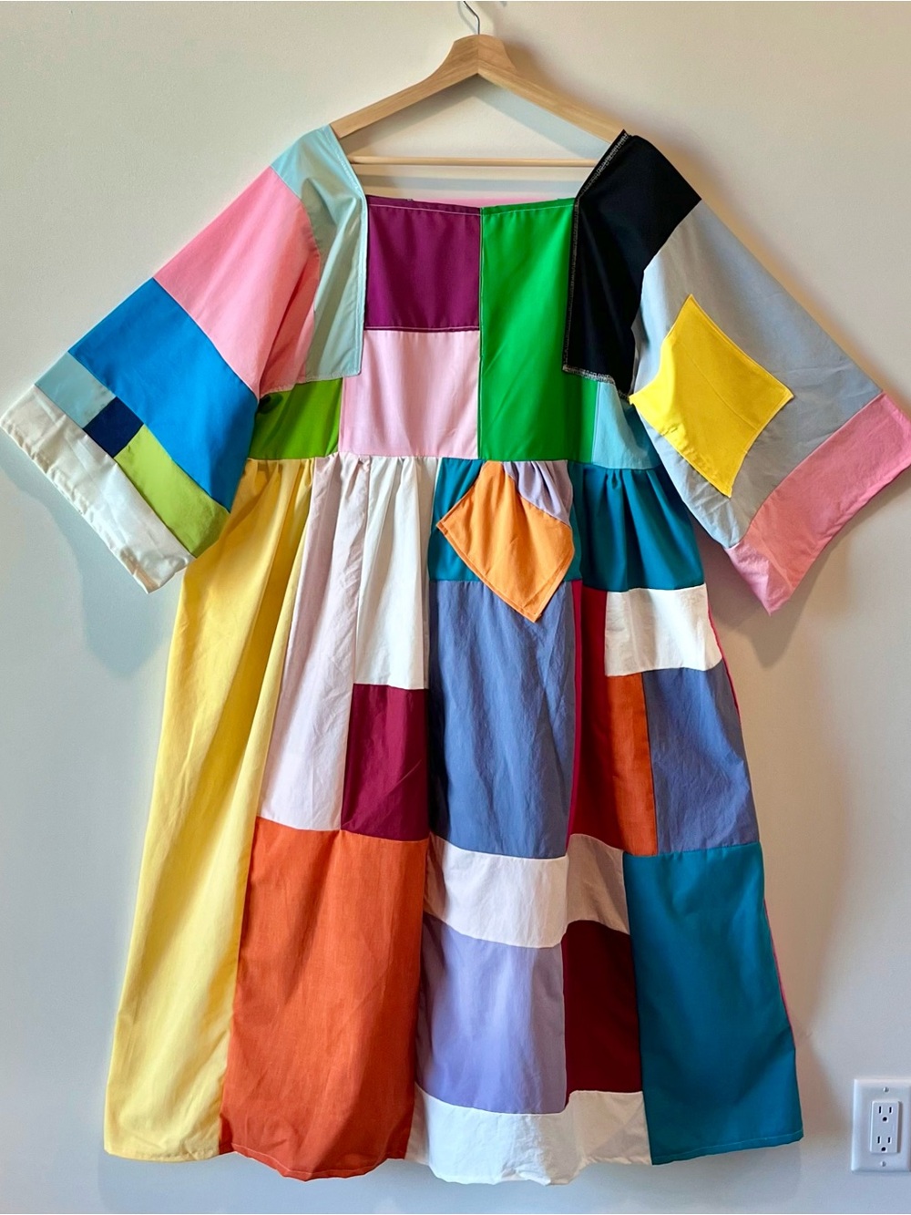 Handmade Quilted Patchwork Colorblock Dress SKU 05242 - Picture 4 of 16
